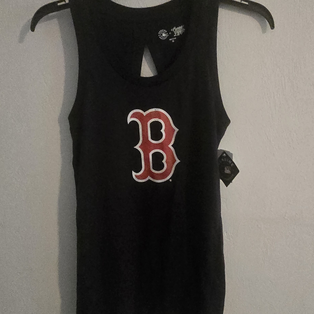 Black Sleeveless Top with Red Logo